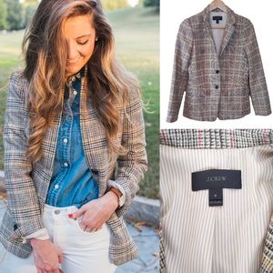 J. Crew 100% Wool Houndstooth Blazer Jacket